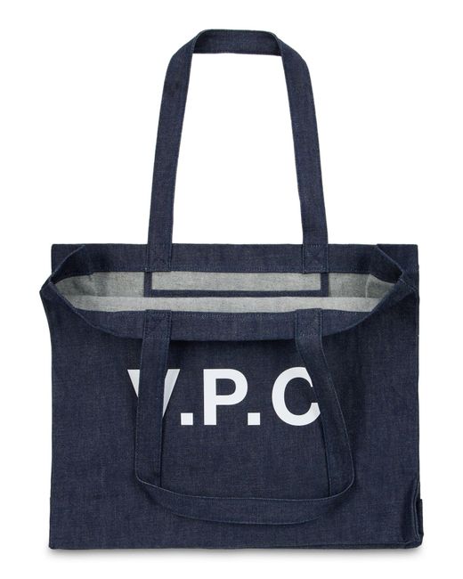 Borsa tote con logo di A.P.C. in Blue
