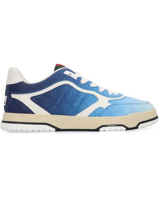 Gucci Blue Re-Web Leather Sneakers for men