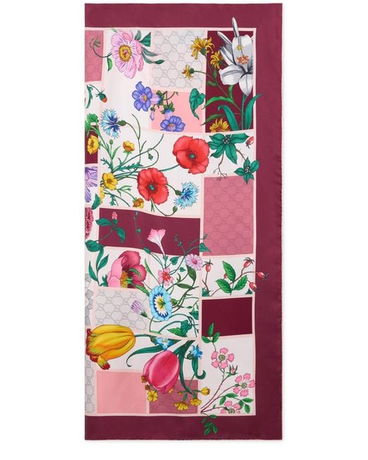 Gucci Red Silk Twill Printed Carré