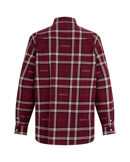 Gucci Red Checked Cotton Shirt for men