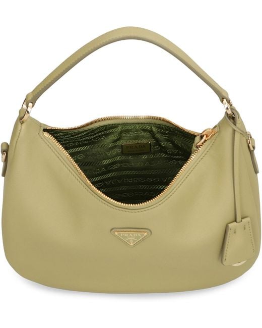 Borsa Sac Soft Grain in pelle di Prada in Green