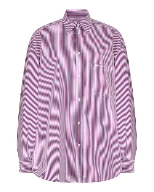Balenciaga Purple Striped Cotton Poplin Shirt