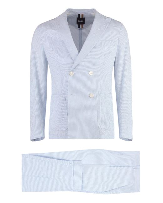 Boss Blue Cotton Two-pieces Suit for men