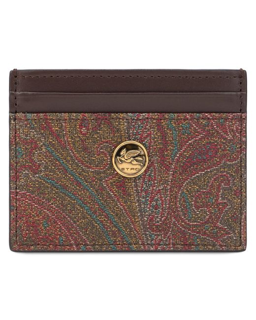 Etro Brown Paisley Card Holder