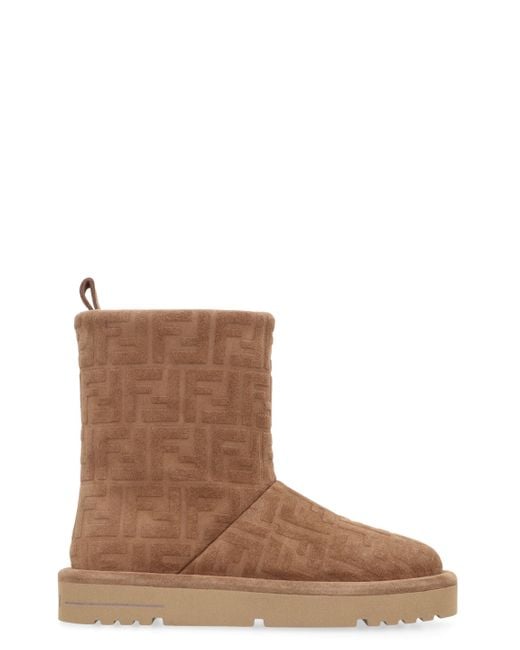 Fendi Brown Après Chic Ff Embossed Suede Boots
