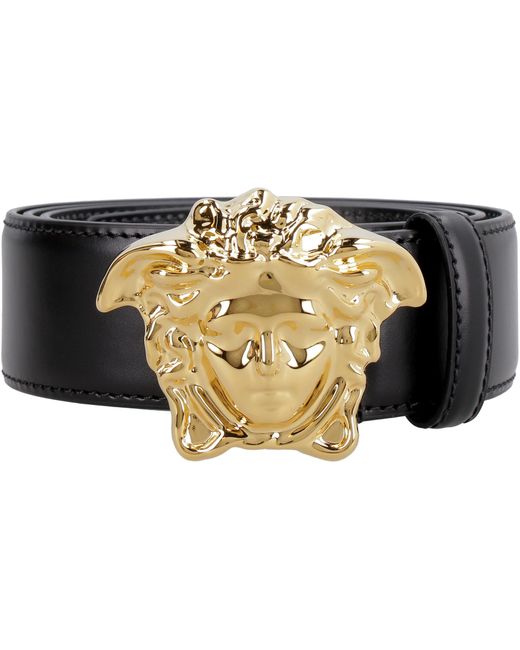 Versace Black Medusa Head Leather Belt for men