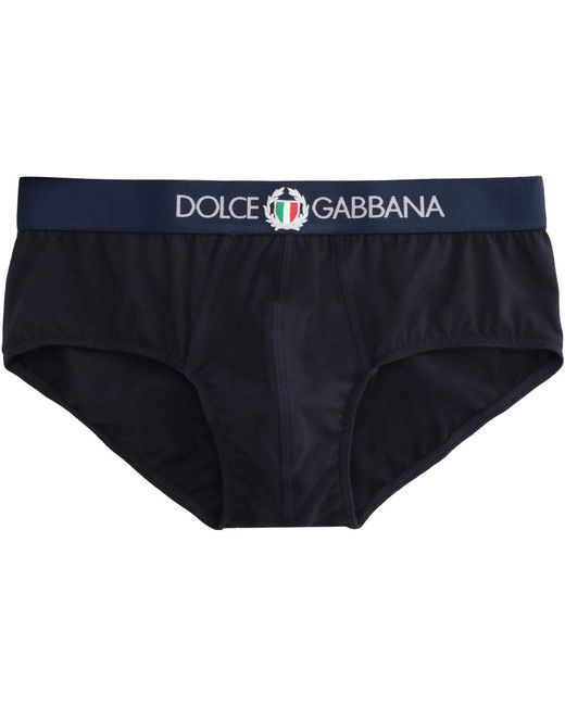 Dolce & Gabbana Blue Brando Logoed Elastic Band Cotton Briefs for men