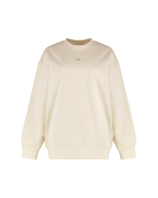 Felpa girocollo in cotone di Maison Kitsuné in Natural