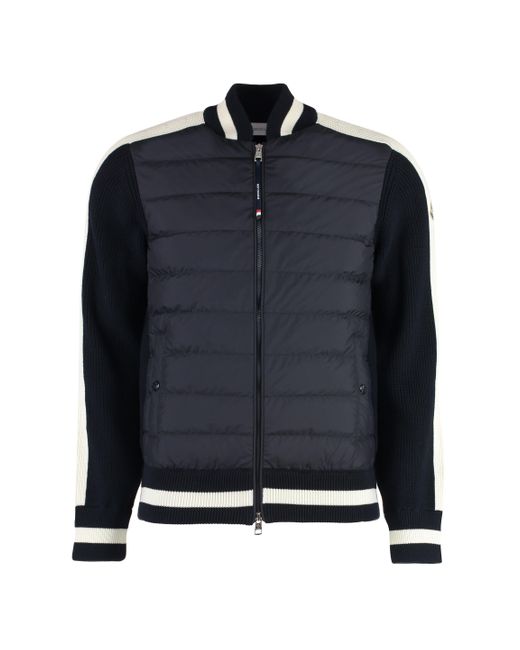 Moncler Blue Cardigan With Padded Front Panel for men