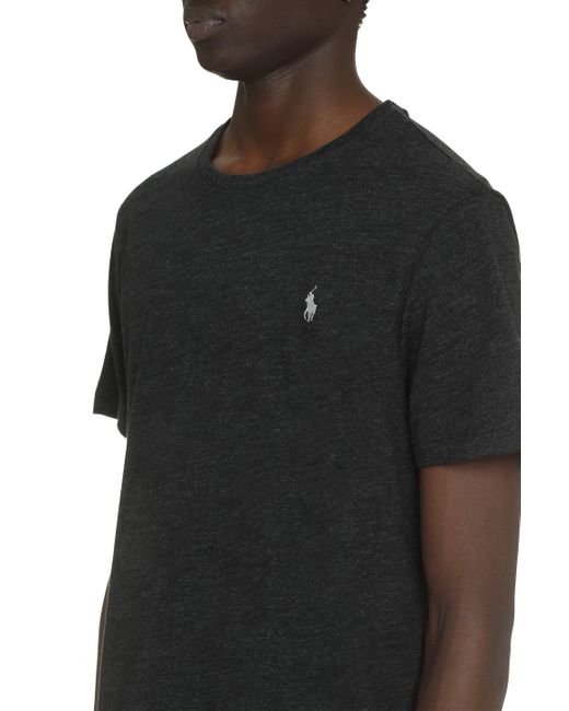 T-shirt girocollo in cotone di Polo Ralph Lauren in Black da Uomo