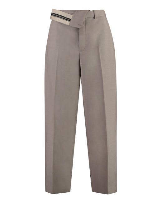 Pantaloni carrot-fit in lana di Fendi in Gray