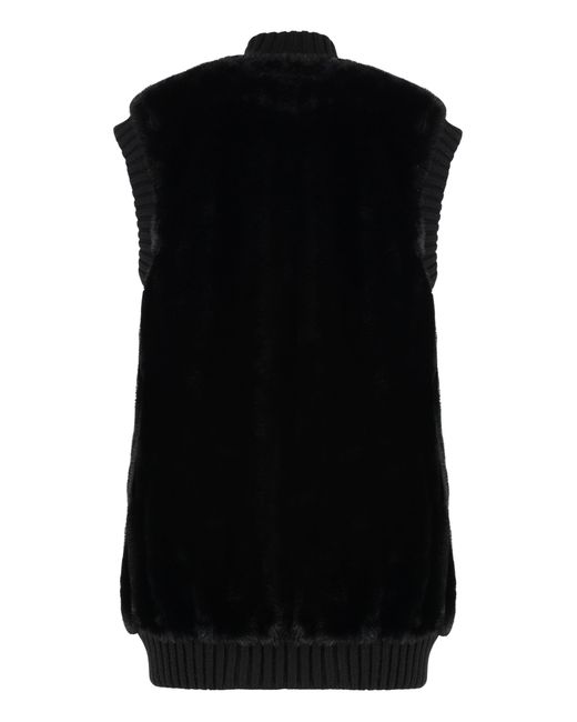 Pinko Black Long Coat Fur Effect