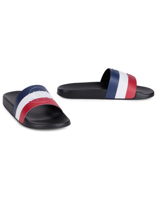 Moncler White Basile Slippers With Stripes for men
