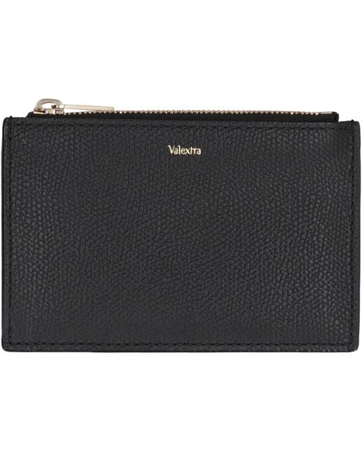 Valextra Black Leather Card Holder for men