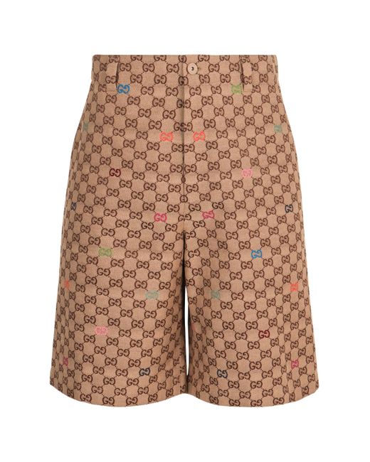 Gucci Brown Gg Motif Fabric Shorts for men