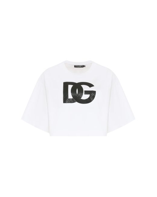 Crop top in jersey di Dolce & Gabbana in White