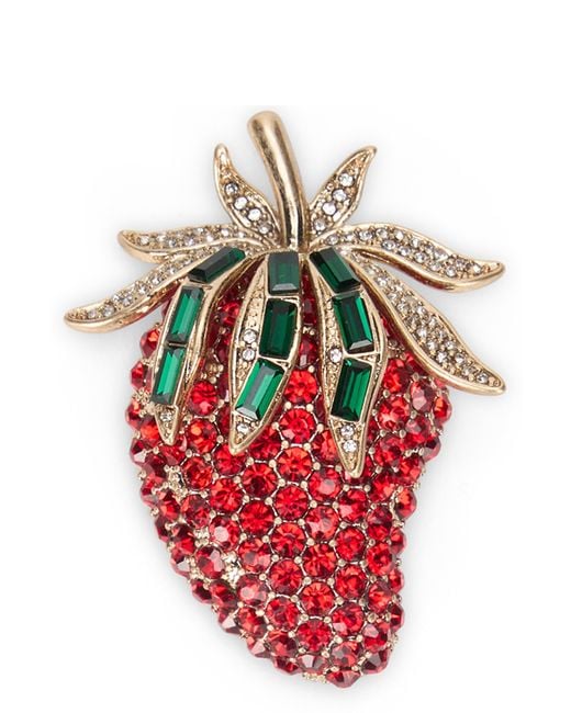 Weekend by Maxmara Red Brooch With Decorative Crystals