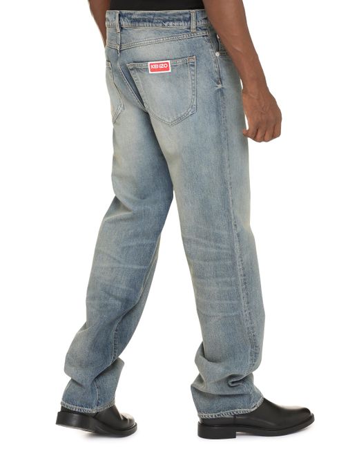 Jeans straight leg Asagao a 5 tasche di KENZO in Blue da Uomo