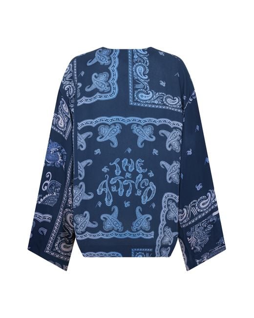 The Attico Blue Loose Blouse With Paisley Print
