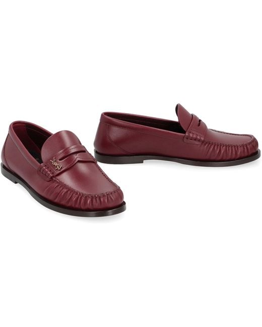 Saint Laurent Purple Laurent Leather Loafers