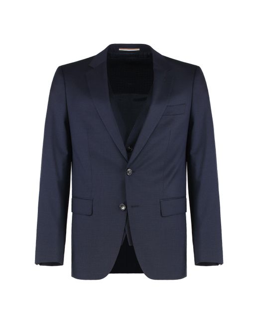 Boss Blue Stretch Wool Three-Pieces Suit for men