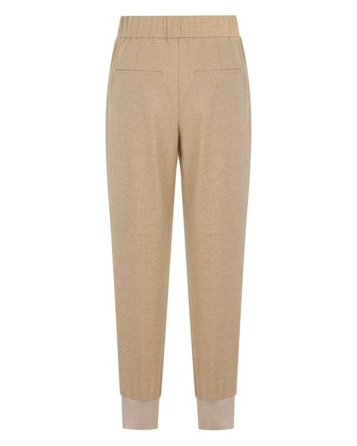 Peserico Natural Pleated High-Waisted Pants