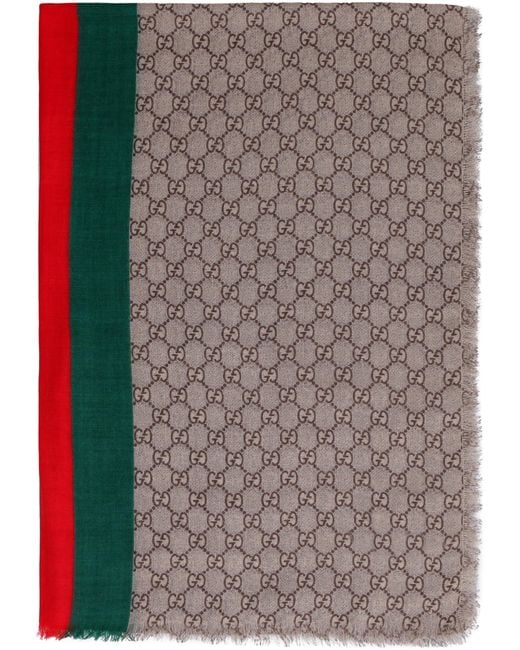 Gucci Natural Wool gg Web Scarf for men