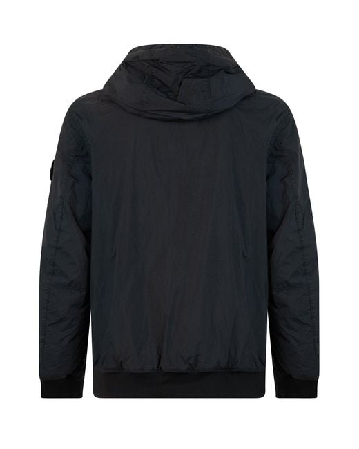 Stone Island Black Jacket With Hood And Zip for men