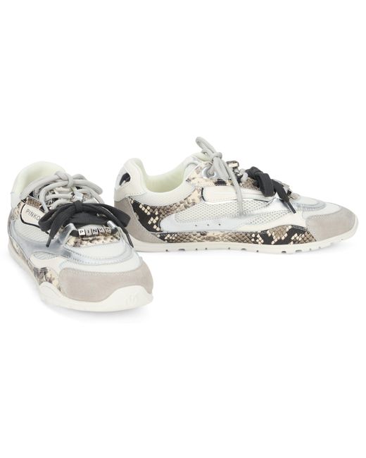 Pinko Multicolor Mesh And Leather Sneakers With Python Print