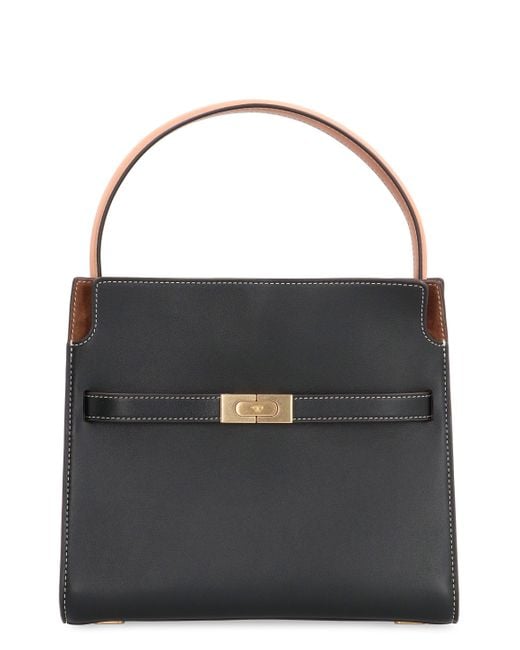 Tory Burch Black Double Lee Radziwill Leather Handbag