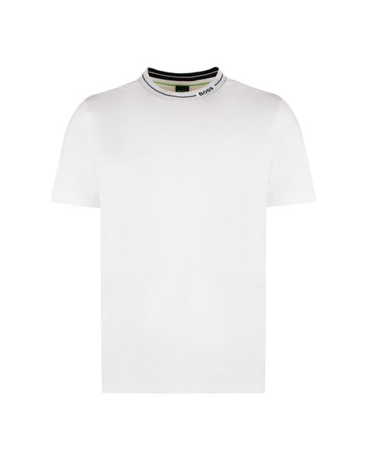 T-shirt girocollo in cotone di Boss in White da Uomo