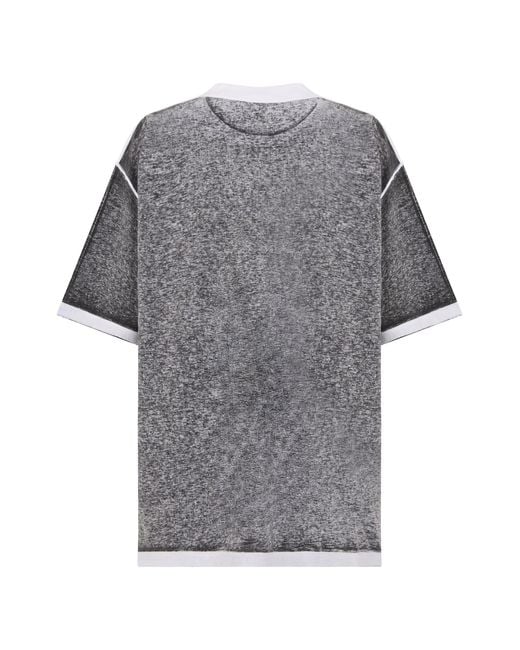 Balenciaga Gray T-Shirt With Contrast Collar for men