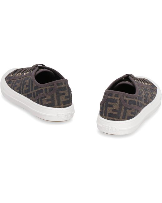 Fendi Brown Ff Logo Low-top Sneakers