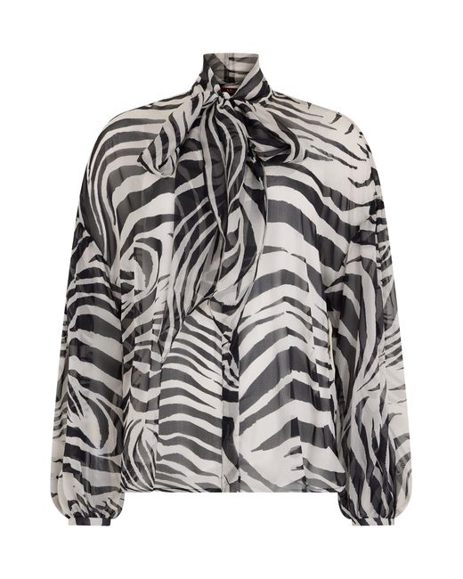 Max Mara Gray Silk Blouse With Animal Print