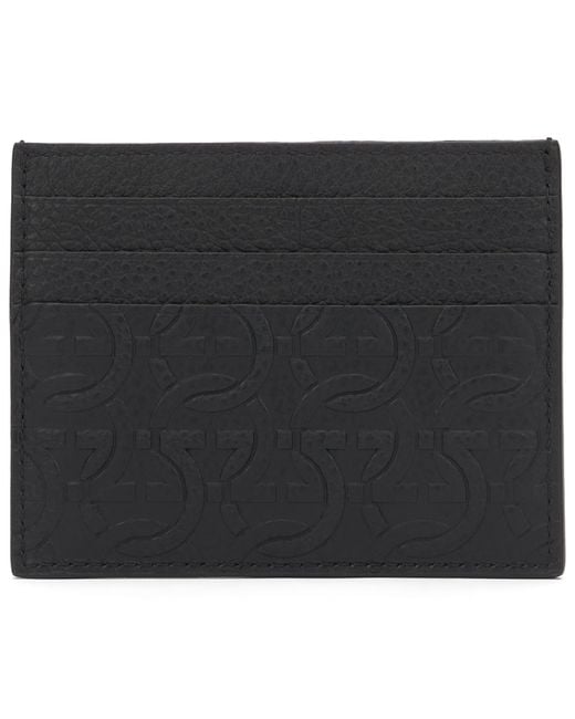 Ferragamo Black Card Holder Gancini for men