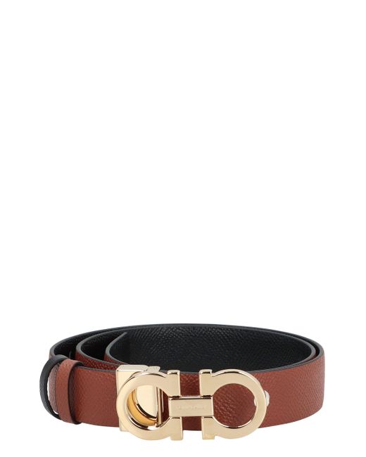 Ferragamo White Gancini Reversible Leather Belt