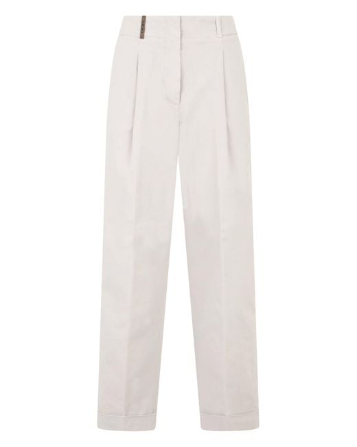 Peserico White Trousers With Pleats