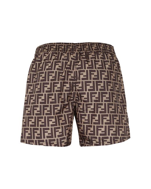 Fendi White All-Over Logo Swim Shorts for men