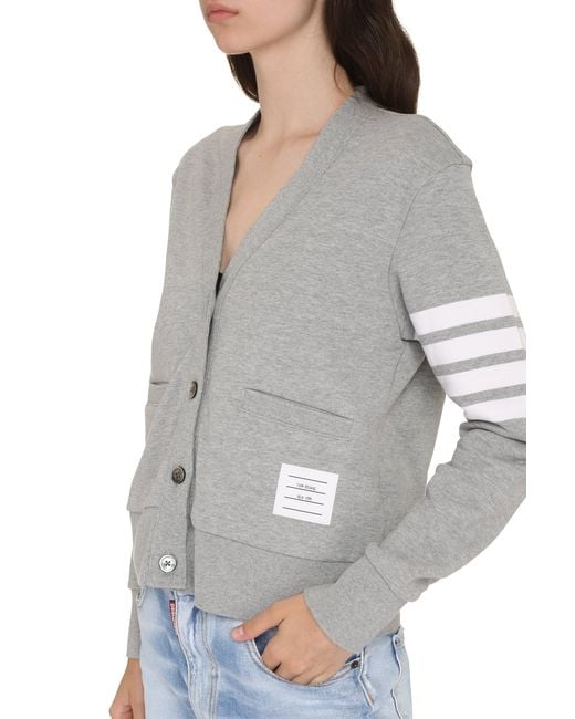 Thom Browne Gray Logo Detail Cotton Cardiga