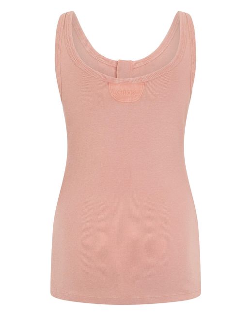 Chloé Pink Cotton Ribbed Tank Top