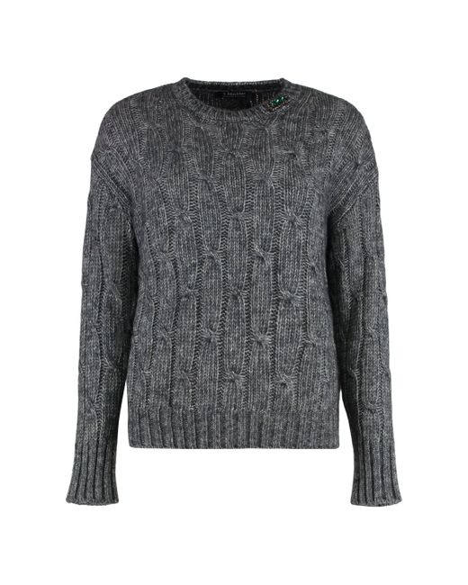 Max Mara Gray Crew Neck Knitted Sweater