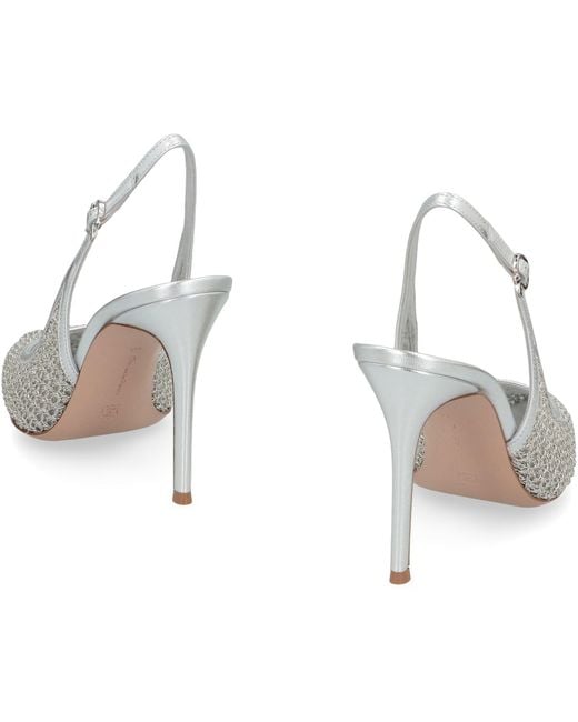Gianvito Rossi White Metallic Slingbacks Nikki