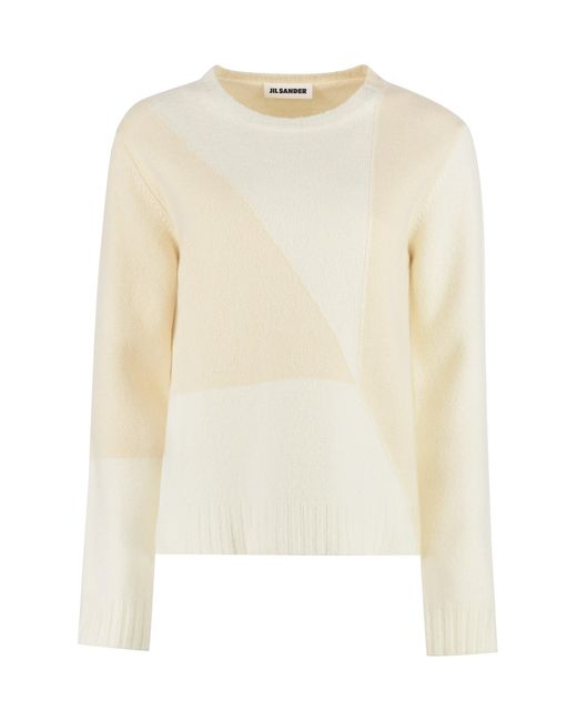 Jil Sander Natural Crew-Neck Wool Sweater