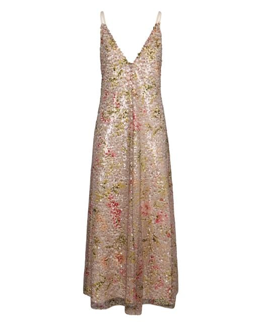 Alberta Ferretti Natural Dress With Sequins
