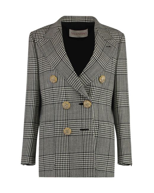 Valentino Garavani Black Houndstooth Pattern Blazer