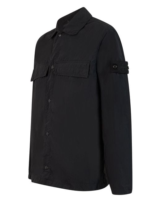 Stone Island Black Overshirt With Buttons for men