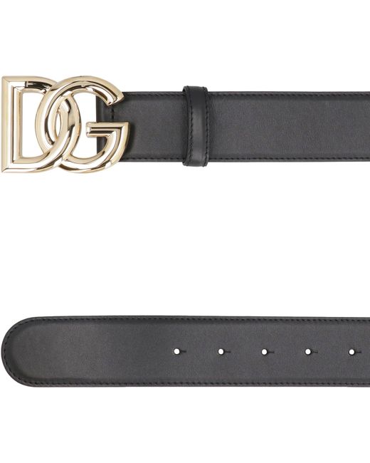 Dolce & Gabbana Black Dg Buckle Leather Belt
