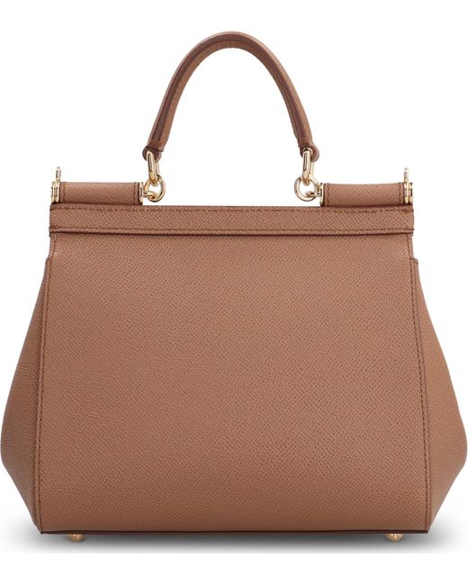 Dolce & Gabbana Brown Sicily Media Leather Handbag