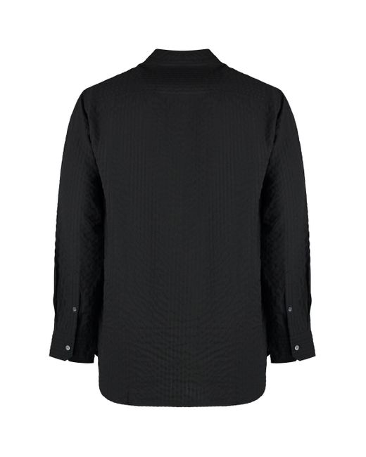 Camicia in tessuto tecnico di Emporio Armani in Black da Uomo