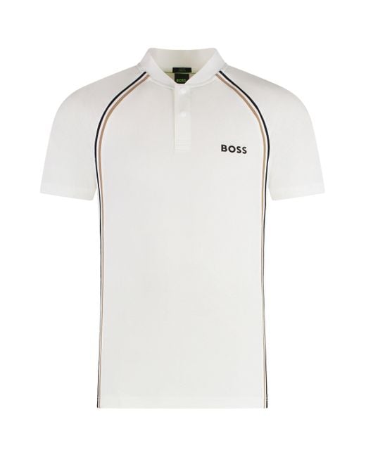 Boss White Technical Fabric Polo Shirt for men